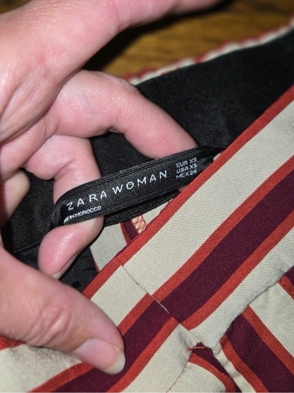 Zara Red and Cream Vertical Stripe Wide-Leg Pants trousers nwt - Picture 4 of 6